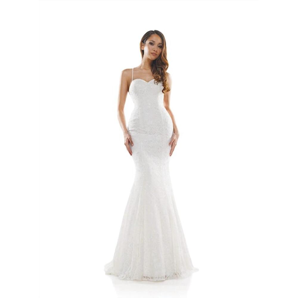 NEW COLORS DRESS lace open back gown in white